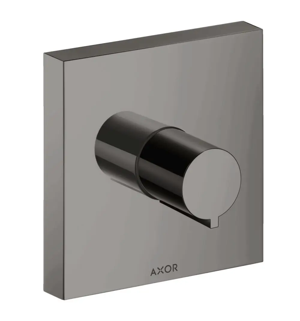 Unterputz-Absperrventil mit runder Bedienung und quadratischem Platten-Design in Polished Black Chrome, gefertigt von AXOR.